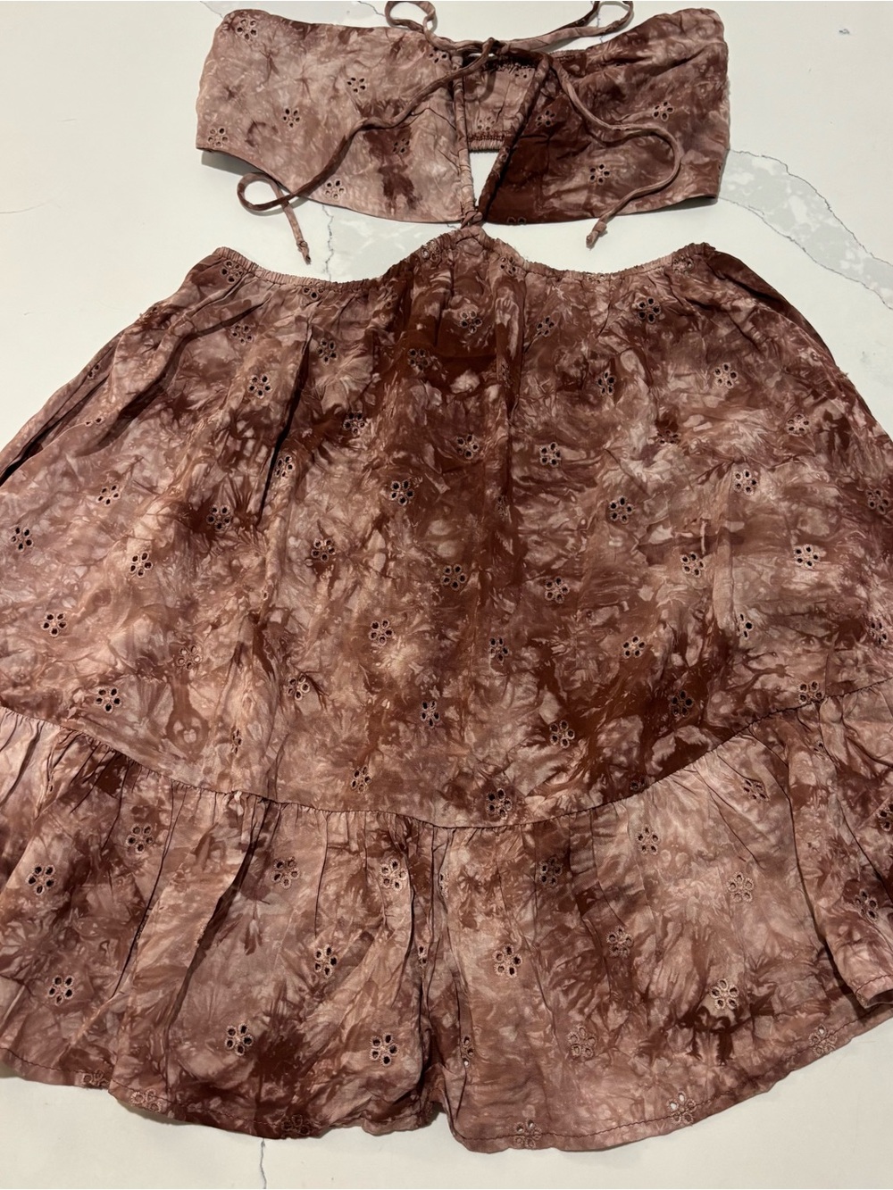 Sky To Moon Tie Dye Eyelet Cutout Maxi Dress Size M
